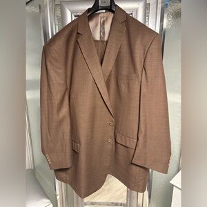 Mens Vinci Brown / w Blue Checkered 3pc Suit Sz. 58Long
